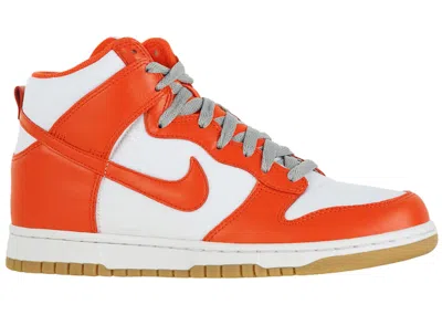 Pre-owned Nike Dunk High Syracuse Gum (women's) Sneakers In White/team Orange/matte Silver
