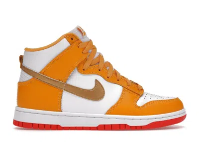 Pre-owned Nike Dunk High (women's) Sneakers In University Gold/white/crimson In Multi