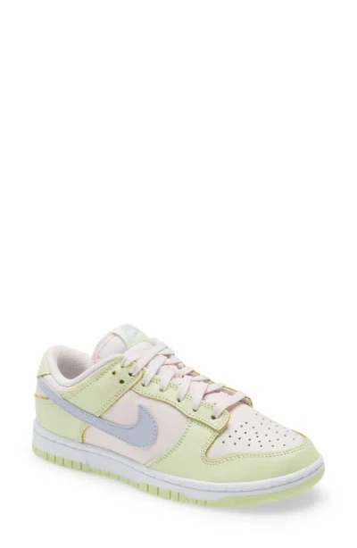 Nike Dunk Low Basketball Sneaker In Soft Pink/ghost/lime Ice