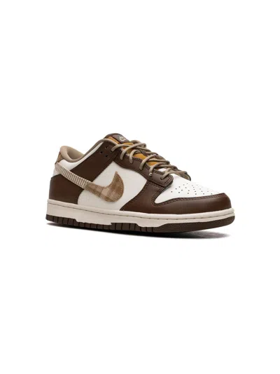 Nike Kids' Dunk Low "brown Plaid" Sneakers In White