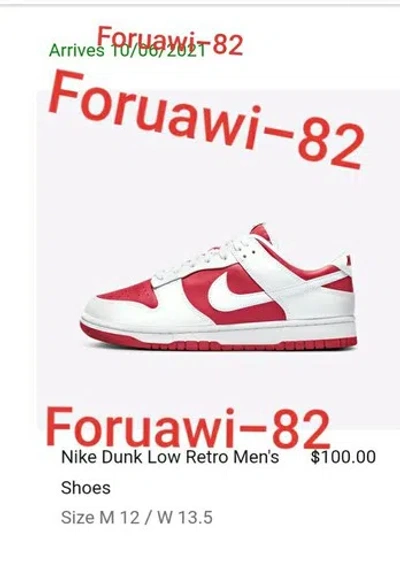 Pre-owned Nike Dunk Low Championship Red University White Size 12 Confirmed Order