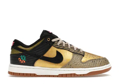 Pre-owned Nike Dunk Low Día De Muertos (women's) Sneakers In Black/khaki/metallic Gold In Multi