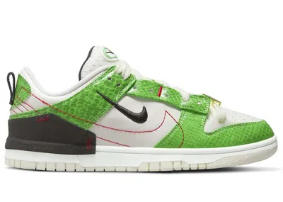 Pre-owned Nike Dunk Low Disrupt 2 Just Do It Snakeskin (women's) Sneakers In White/green/red