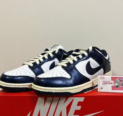 Pre-owned Nike Dunk Low Fn7197-100 Prm Midnight Navy And White Wmns From Japan