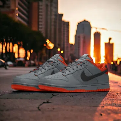 Pre-owned Nike Dunk Low Gray & Orange Custom Shoes - Mens 11 - In Box - Free Ship
