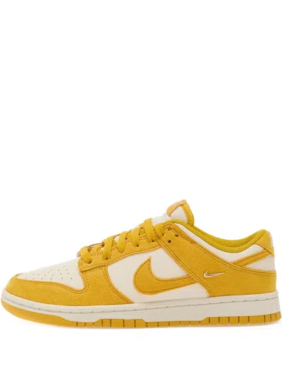 Nike Dunk Low Leather Sneakers In Yellow