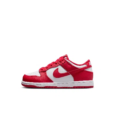 Nike Dunk Low Little Kids' Shoes In White/university Red/white