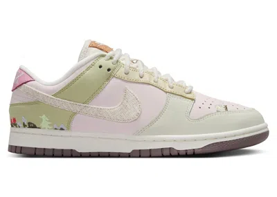 Pre-owned Nike Dunk Low Lx Mushroom (women's) Sneakers In Pearl Pink/white/olive Aura
