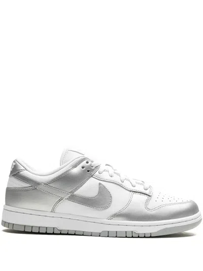 Nike Dunk Low "metallic Silver" Sneakers In White