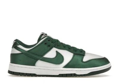 Pre-owned Nike Dunk Low Michigan State Satin (women's) Sneakers In White/team Green In Multi