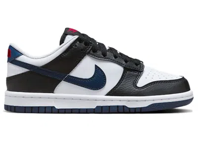 Pre-owned Nike Dunk Low Midnight Navy Sneakers In Black/white/university Red