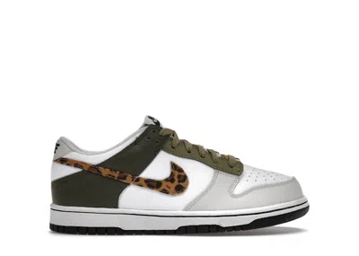 Pre-owned Nike Dunk Low Olive Leopard Sneakers In White/coconut Milk/rough Green