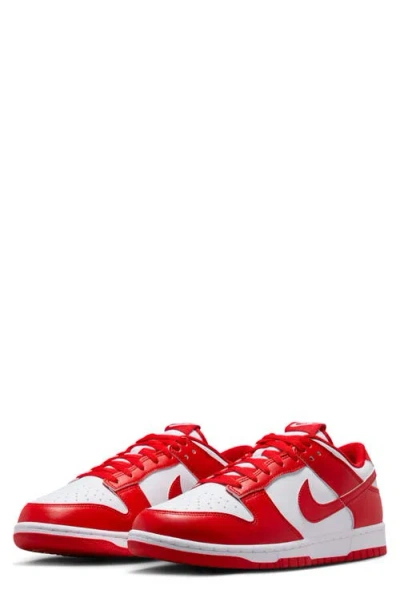 Nike Dunk Low Retro Basketball Sneaker In White/university Red/white