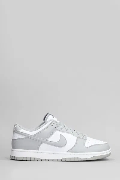Nike Dunk Low Retro Sneakers In Grey Leather In White