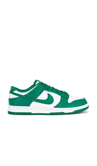Nike Dunk Low Retro Sneakers In Green Leather