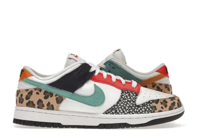Pre-owned Nike Dunk Low Safari Mix (women's) Sneakers In White/washed Teal/electro Purple