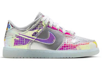 Pre-owned Nike Dunk Low Se Be True To Your Dna Hyperflat Sneakers In Metallic Silver/white