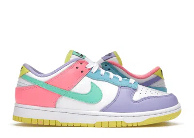 Pre-owned Nike Dunk Low Se Easter Candy (women's) Sneakers In White/green Glow/sunset Pulse