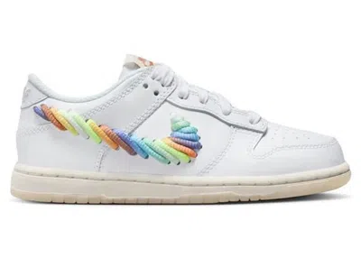 Pre-owned Nike Dunk Low Se Rainbow Lace Swoosh Sneakers In White