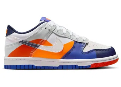 Pre-owned Nike Dunk Low Se Upside Down Sneakers In White/light Silver/midnight Navy Blue