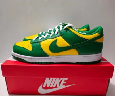 Pre-owned Nike Dunk Low Sp Brazil 2020/2024 Green Yellow Men's Shoes Sz 12.5 (cu1727-700)