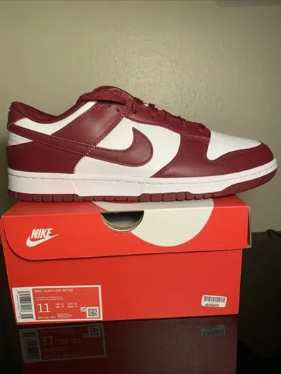 Pre-owned Nike Dunk Low Retro Team Red-white Wine Red Maroon Mens Size 11