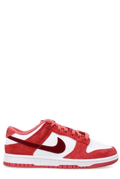 Nike Womens White Team Red Dragon Re Dunk Low Panelled Leather Low-top Trainers