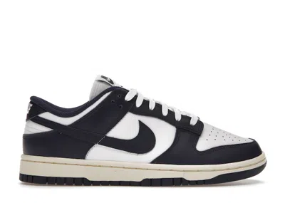 Pre-owned Nike Dunk Low Vintage Navy (women's) Sneakers In White/midnight Navy Blue