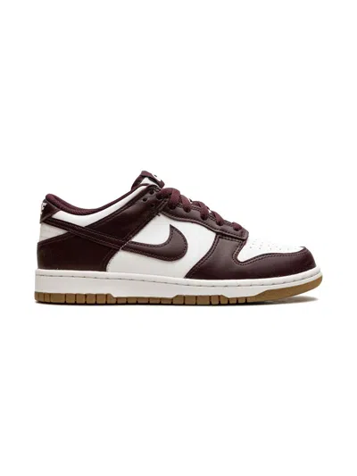 Nike Kids' Dunk Low "white/gum Light Brown/burgundy Crush" Sneakers In Red