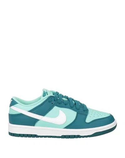 Nike Dunk Low Woman Sneakers Light Green Size 5.5 Leather In Blue