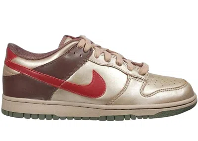 Pre-owned Nike Dunk Low (women's) Sneakers In Metallic Zinc/baroque Brown/red