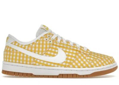 Pre-owned Nike Dunk Low Yellow Gingham (women's) Sneakers In Vivid Sulfur/white/gum Light Brown