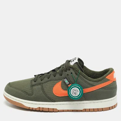 Pre-owned Nike Dunk Next Nature Sequoia Size 45.5 Green/orange Quilted Fabric And Leather Low Top Sneakers