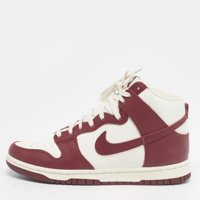 Pre-owned Nike Dunk Sail Team Red Size 39 Red/ivory Leather High Top Sneakers