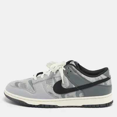 Pre-owned Nike Dunk Se Copy Paste Size 46 Grey Knit Fabric And Leather Low Top Sneakers In Gray