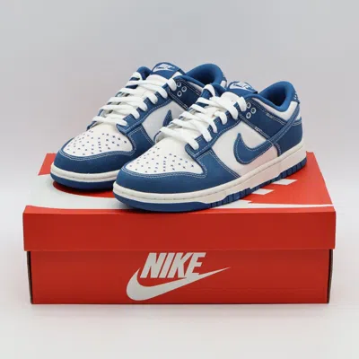 Pre-owned Nike Dv0834-101  Dunk Low Summit White Industrial Blue Denim Sashiko (men's)