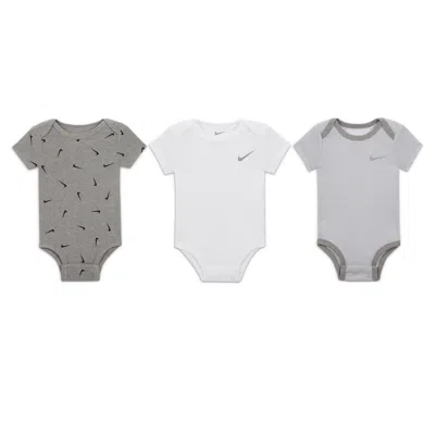 Nike E1d1 Baby (0-) Mix And Match Bodysuits (3-pack) In White