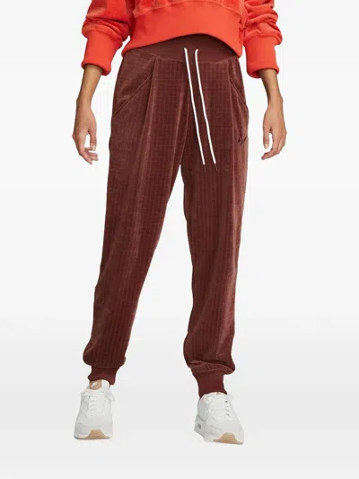 Nike Elasticated-cuff High-waisted Track Pants In Brown