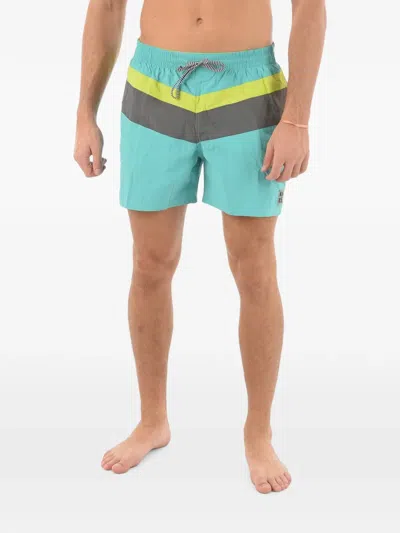 Nike Elastic-waistband Striped Swim Shorts In Blue