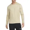 Nike Element Dri-fit Long Sleeve Running T-shirt In Limestone/white