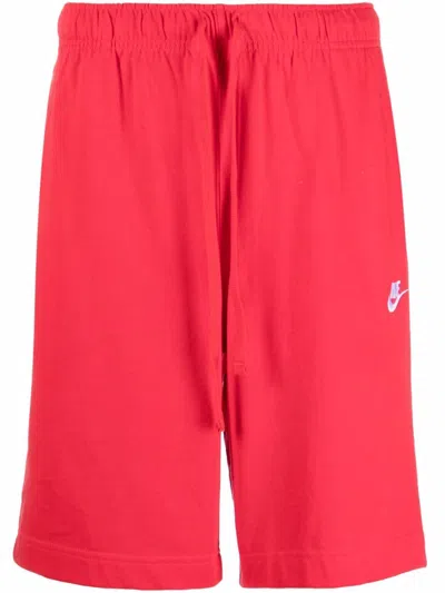 Nike Embroidered-logo Shorts In Rot