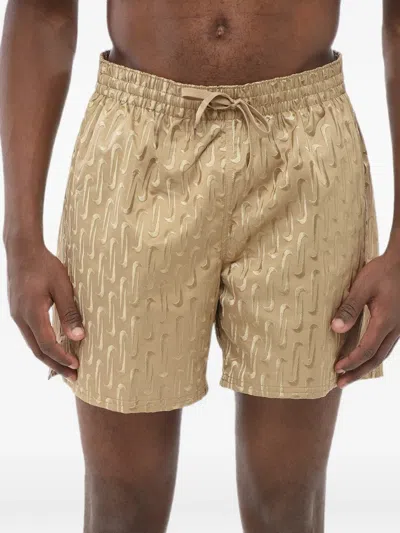 Nike Embroidered Logo Shorts In Gold