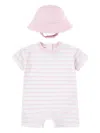 Nike Embroidered-logo Striped Romper Set In Pink