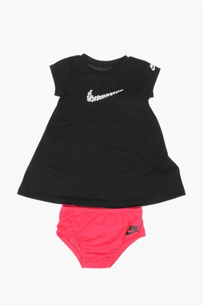 Nike Embroidered T-shirt Dress In Black