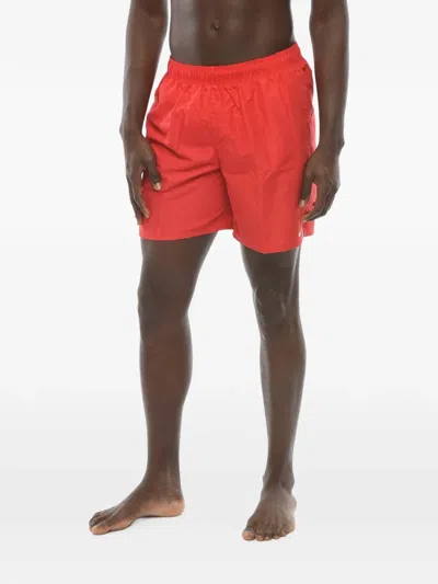 Nike Embroidered-logo Elasticated-waist Swim Shorts In Rot