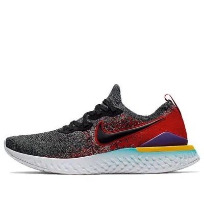 NIKE NIKE EPIC REACT FLYKNIT 2 'BLACK UNIVERSITY RED'