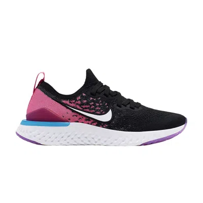 Pre-owned Nike Epic React Flyknit 2 Gs 'black Pink Blast' | Kid's Size 3.5