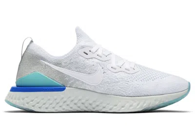 Pre-owned Nike Epic React Flyknit 2 Light Aqua (women's) Sneakers In White/light Silver/spruce Aura
