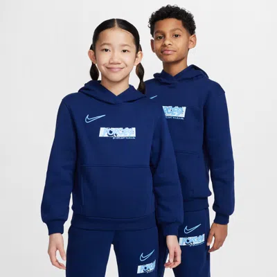Nike Erling Haaland Club Fleece Big Kids' Hoodie In Blue