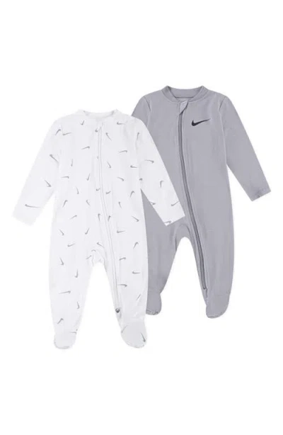 Nike Babies'  Essential 2-pack Zip Footies In White